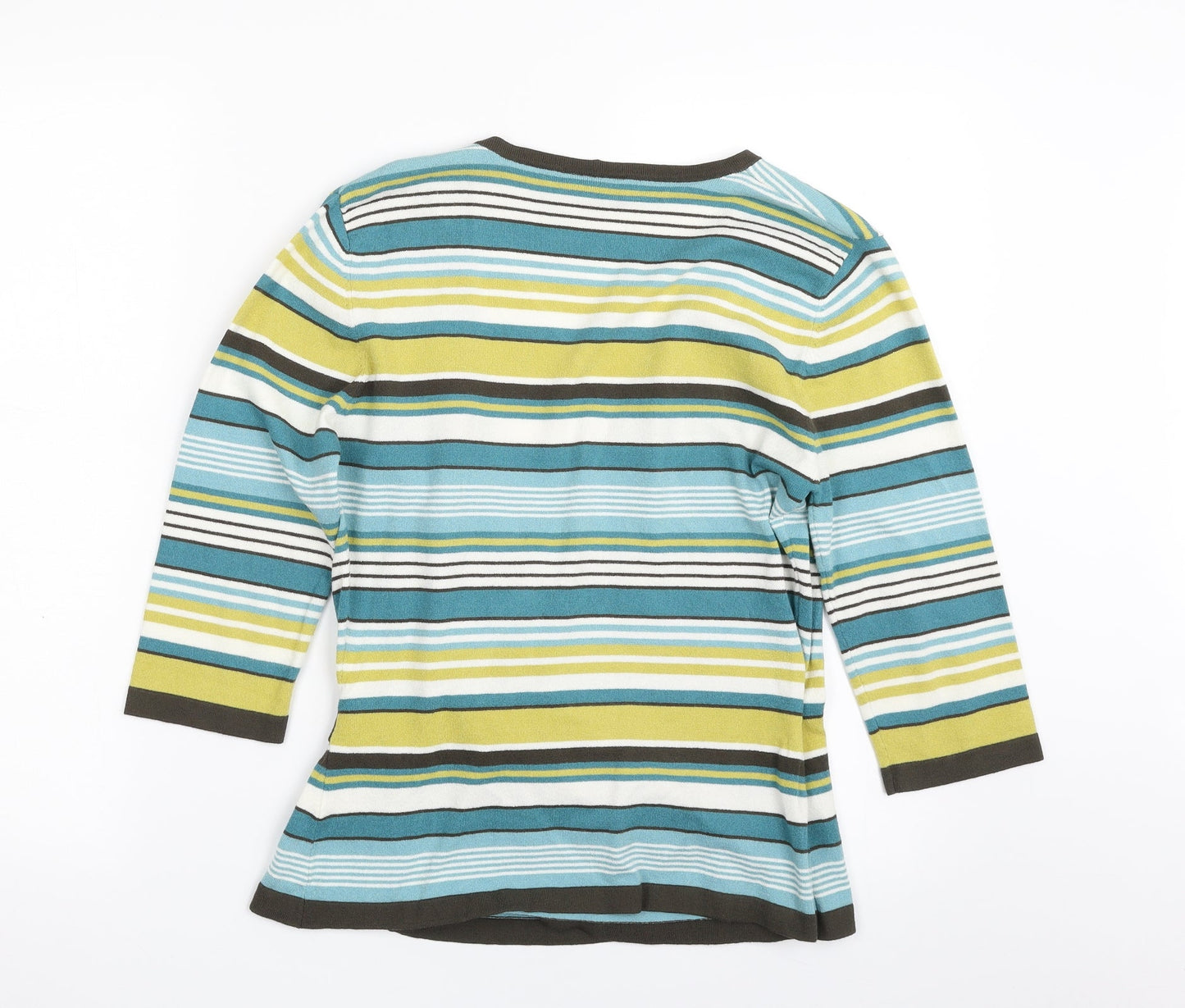 Alex & Co.  Womens Multicoloured V-Neck Striped Viscose Wrap Jumper Size 12