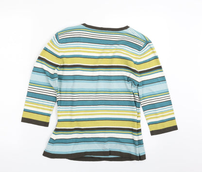 Alex & Co.  Womens Multicoloured V-Neck Striped Viscose Wrap Jumper Size 12
