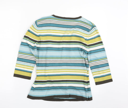 Alex & Co.  Womens Multicoloured V-Neck Striped Viscose Wrap Jumper Size 12
