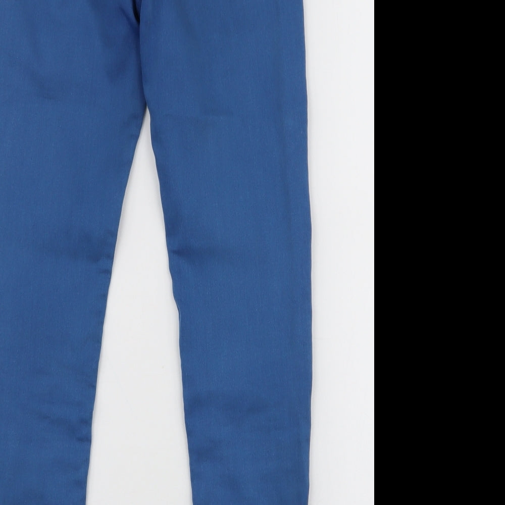 Marks and Spencer Womens Blue  Cotton Skinny Jeans Size 6 L26 in Slim Zip