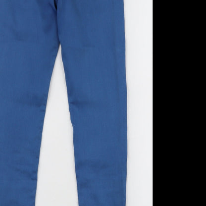 Marks and Spencer Womens Blue  Cotton Skinny Jeans Size 6 L26 in Slim Zip