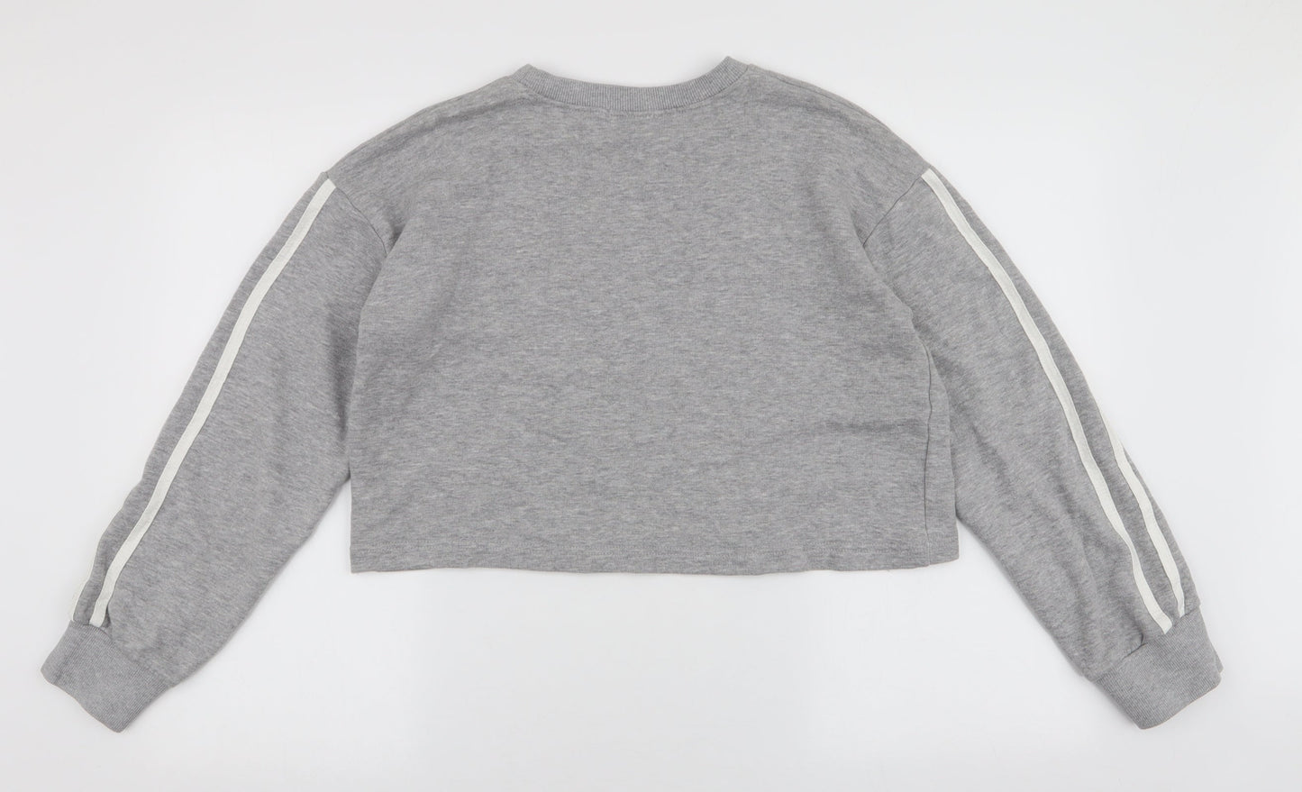 Boohoo Womens Grey Striped Polyester Pullover Sweatshirt Size 12  Pullover