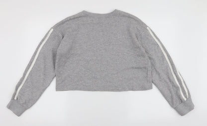 Boohoo Womens Grey Striped Polyester Pullover Sweatshirt Size 12  Pullover