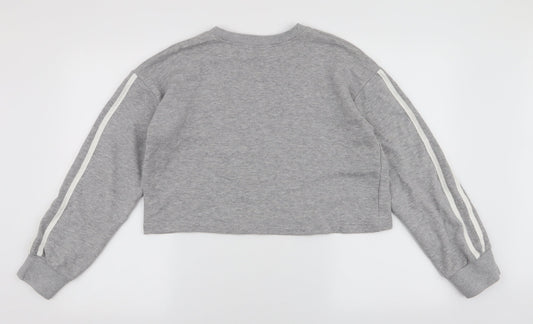 Boohoo Womens Grey Striped Polyester Pullover Sweatshirt Size 12  Pullover