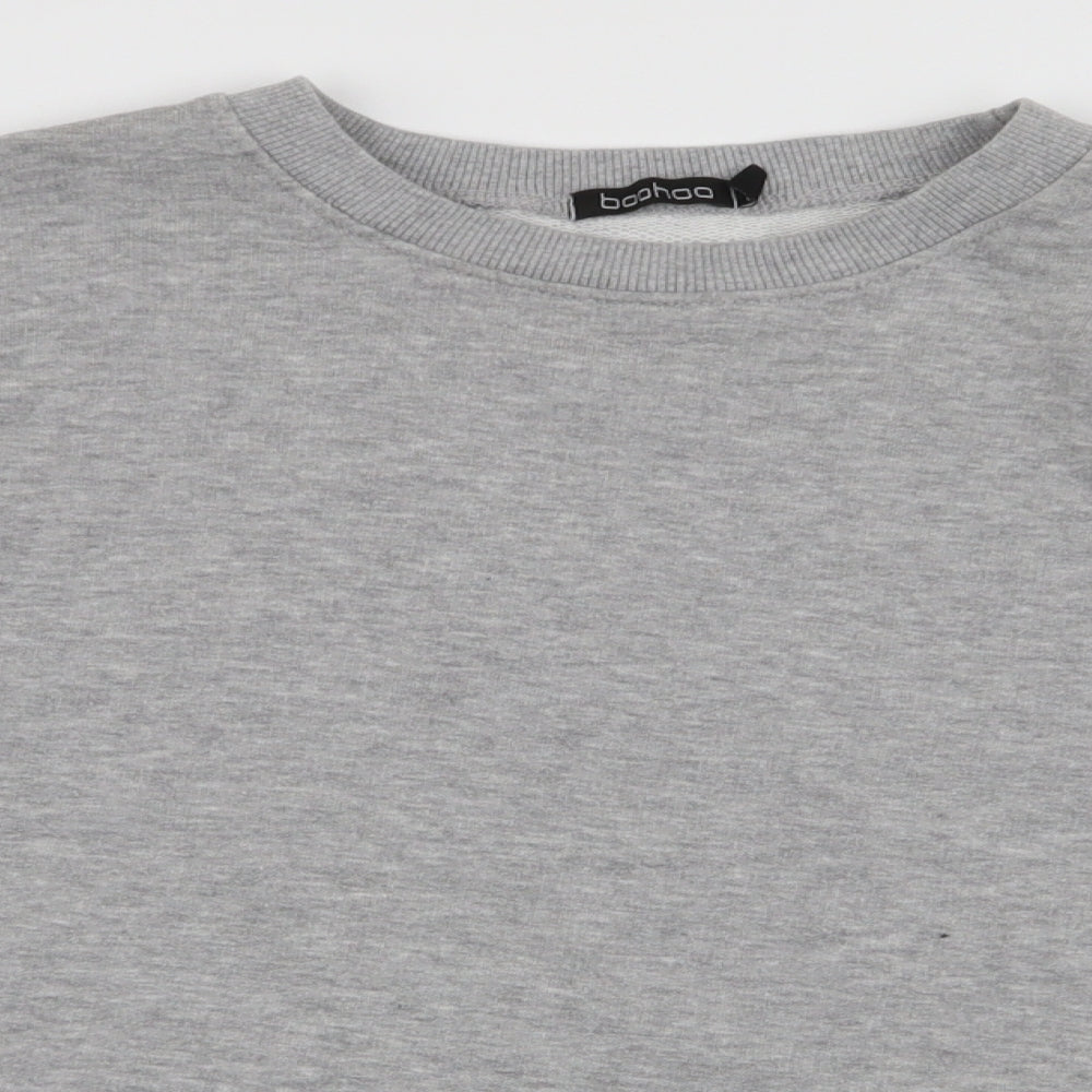 Boohoo Womens Grey Striped Polyester Pullover Sweatshirt Size 12  Pullover