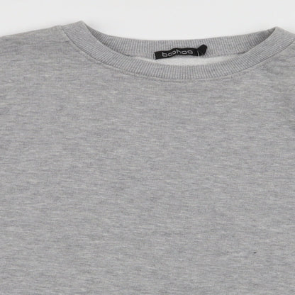 Boohoo Womens Grey Striped Polyester Pullover Sweatshirt Size 12  Pullover