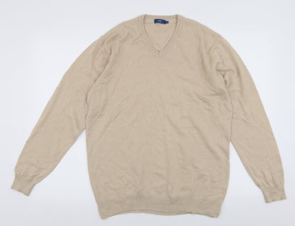 Cotton Traders Mens Beige Round Neck  Cotton Pullover Jumper Size M
