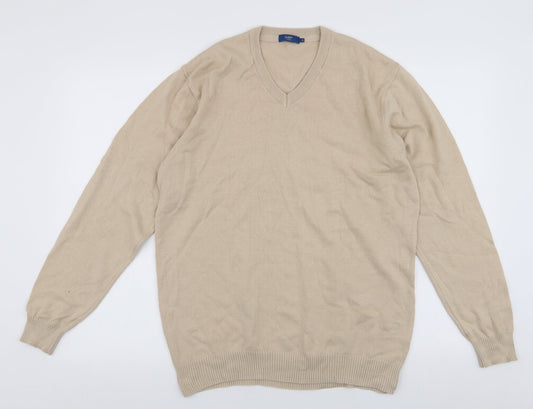 Cotton Traders Mens Beige Round Neck  Cotton Pullover Jumper Size M