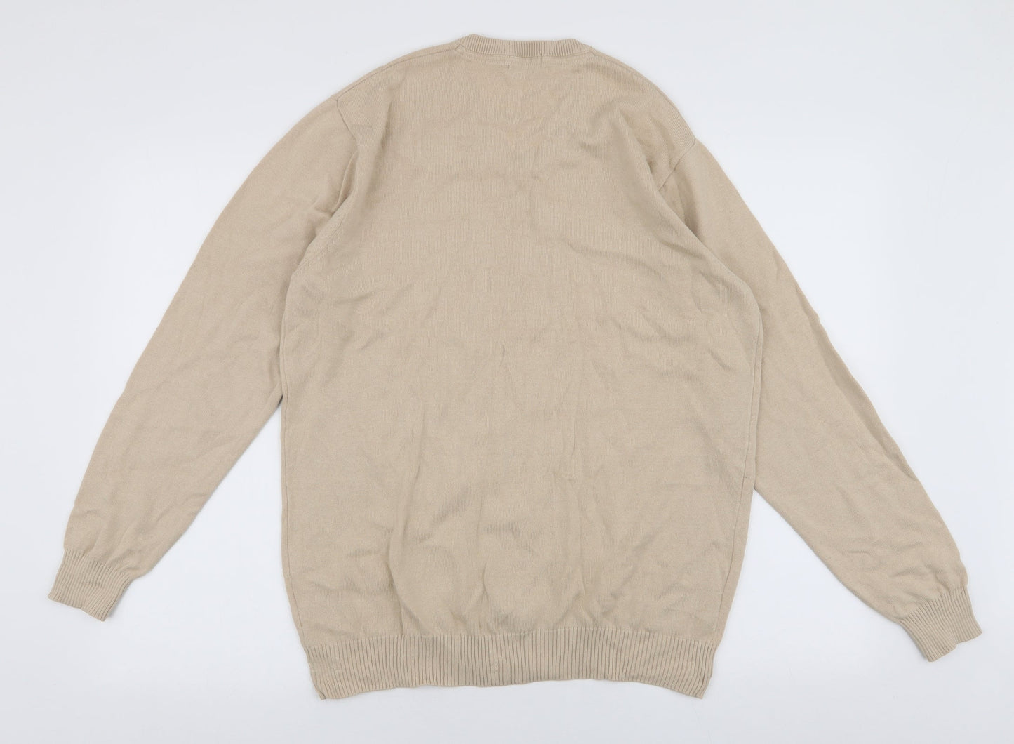 Cotton Traders Mens Beige Round Neck  Cotton Pullover Jumper Size M