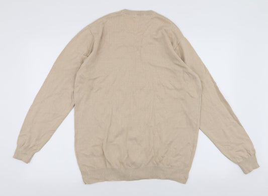 Cotton Traders Mens Beige Round Neck  Cotton Pullover Jumper Size M