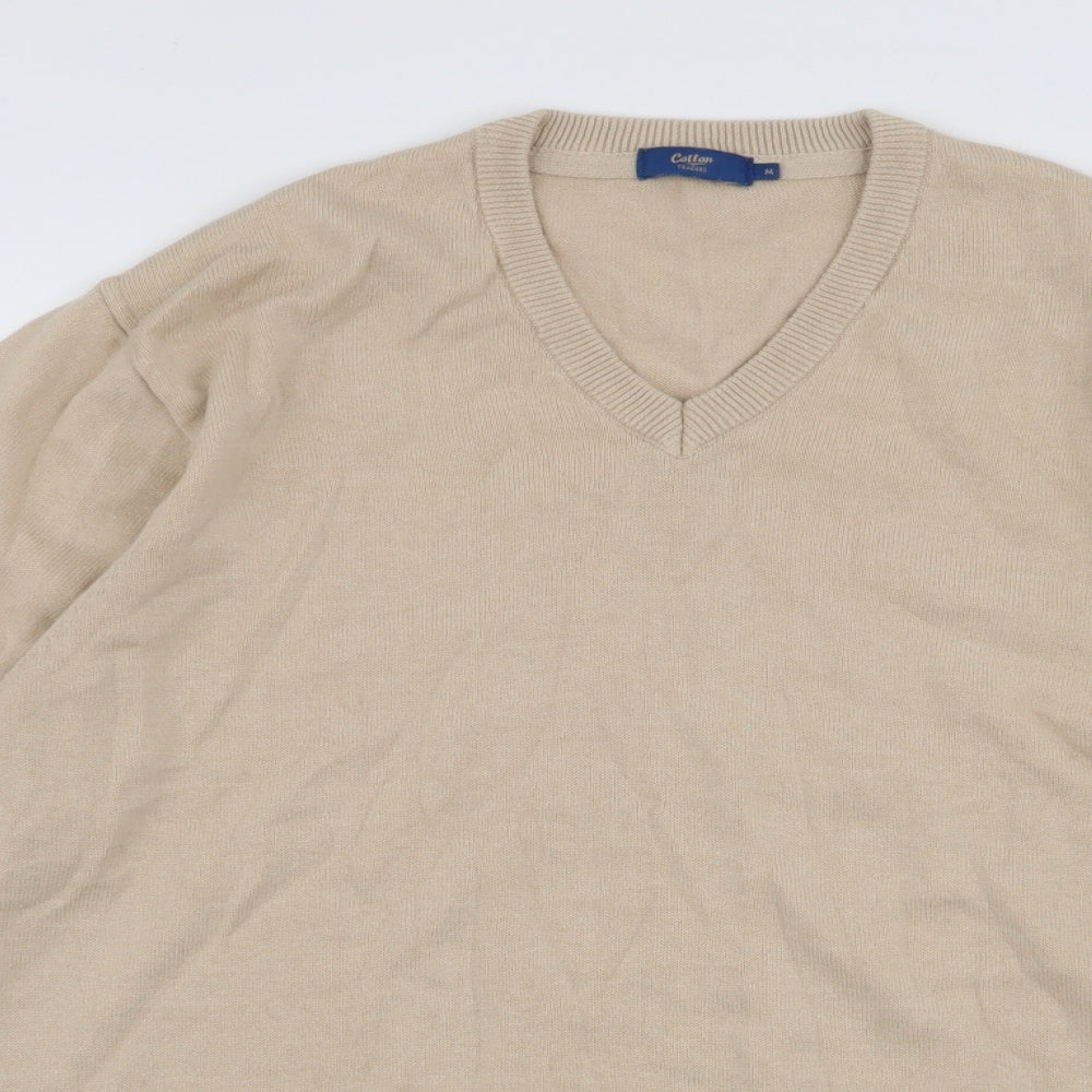Cotton Traders Mens Beige Round Neck  Cotton Pullover Jumper Size M