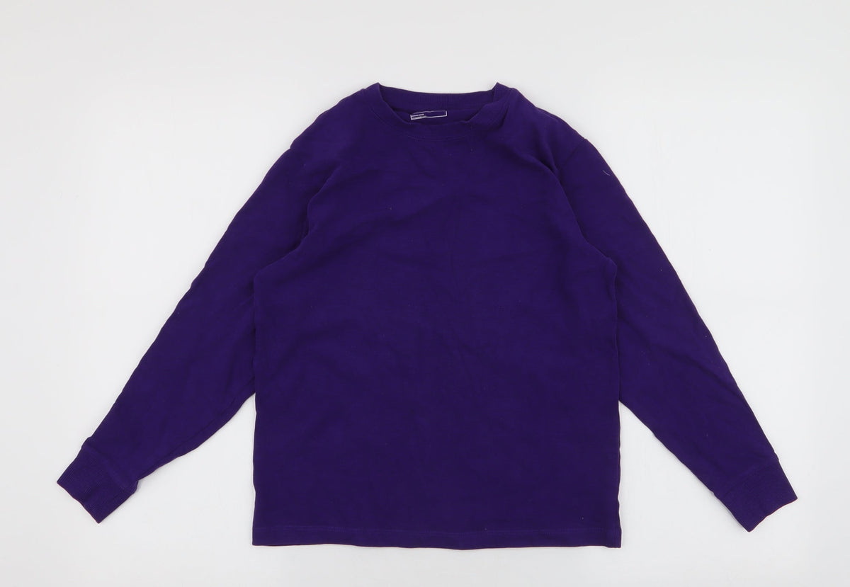 Additional front view of Next boys’ purple 100% cotton pullover sweatshirt, size 10, years pullover