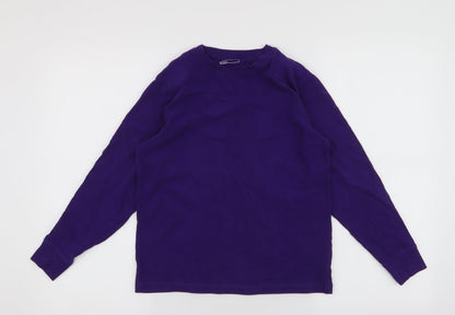 Additional front view of Next boys’ purple 100% cotton pullover sweatshirt, size 10, years pullover
