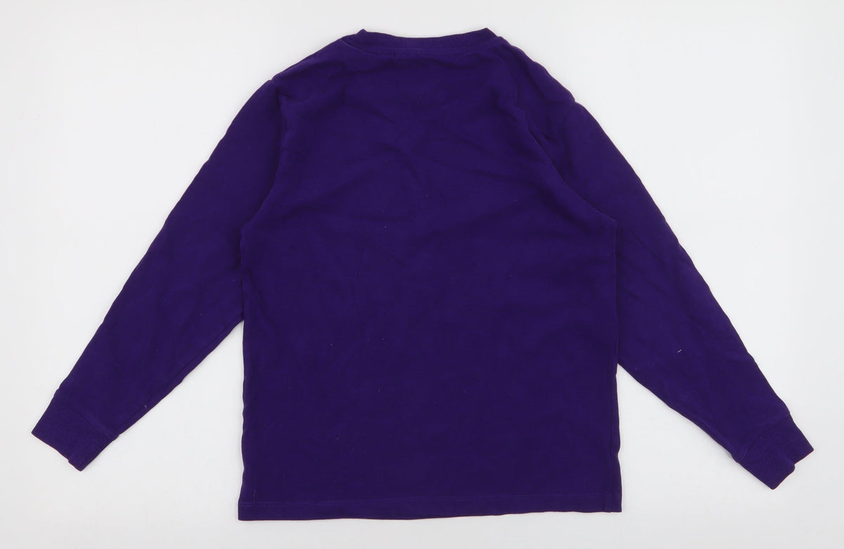 Back view of Next boys’ purple 100% cotton pullover sweatshirt, size 10, years pullover