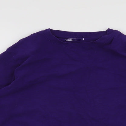 Close-up detail of Next boys’ purple 100% cotton pullover sweatshirt, size 10, years pullover