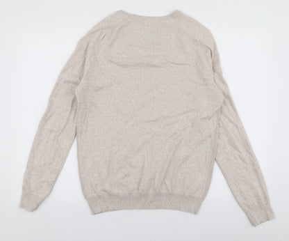 Burton Mens Beige Round Neck  Polyester Pullover Jumper Size S