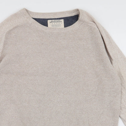 Burton Mens Beige Round Neck  Polyester Pullover Jumper Size S