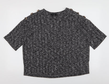 F&F Womens Grey  Viscose Basic Blouse Size 12 Round Neck