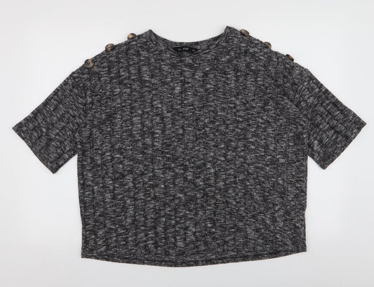 F&F Womens Grey  Viscose Basic Blouse Size 12 Round Neck