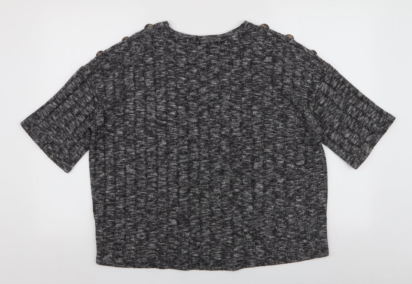 F&F Womens Grey  Viscose Basic Blouse Size 12 Round Neck