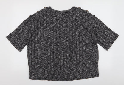 F&F Womens Grey  Viscose Basic Blouse Size 12 Round Neck