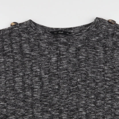 F&F Womens Grey  Viscose Basic Blouse Size 12 Round Neck