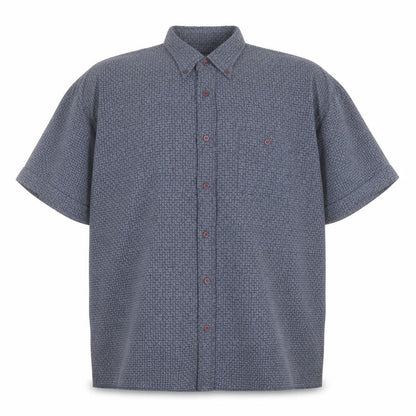 Mens UK Size L Trademark Blue  Button-Up Short Sleeve Casual Shirt