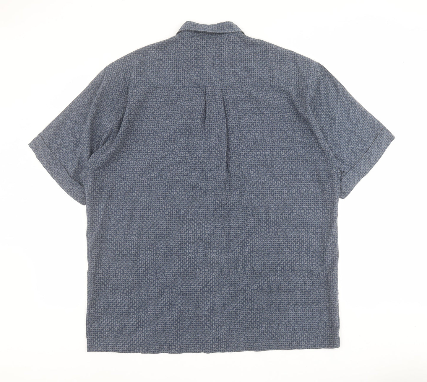 Mens UK Size L Trademark Blue  Button-Up Short Sleeve Casual Shirt