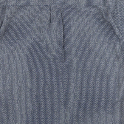 Mens UK Size L Trademark Blue  Button-Up Short Sleeve Casual Shirt