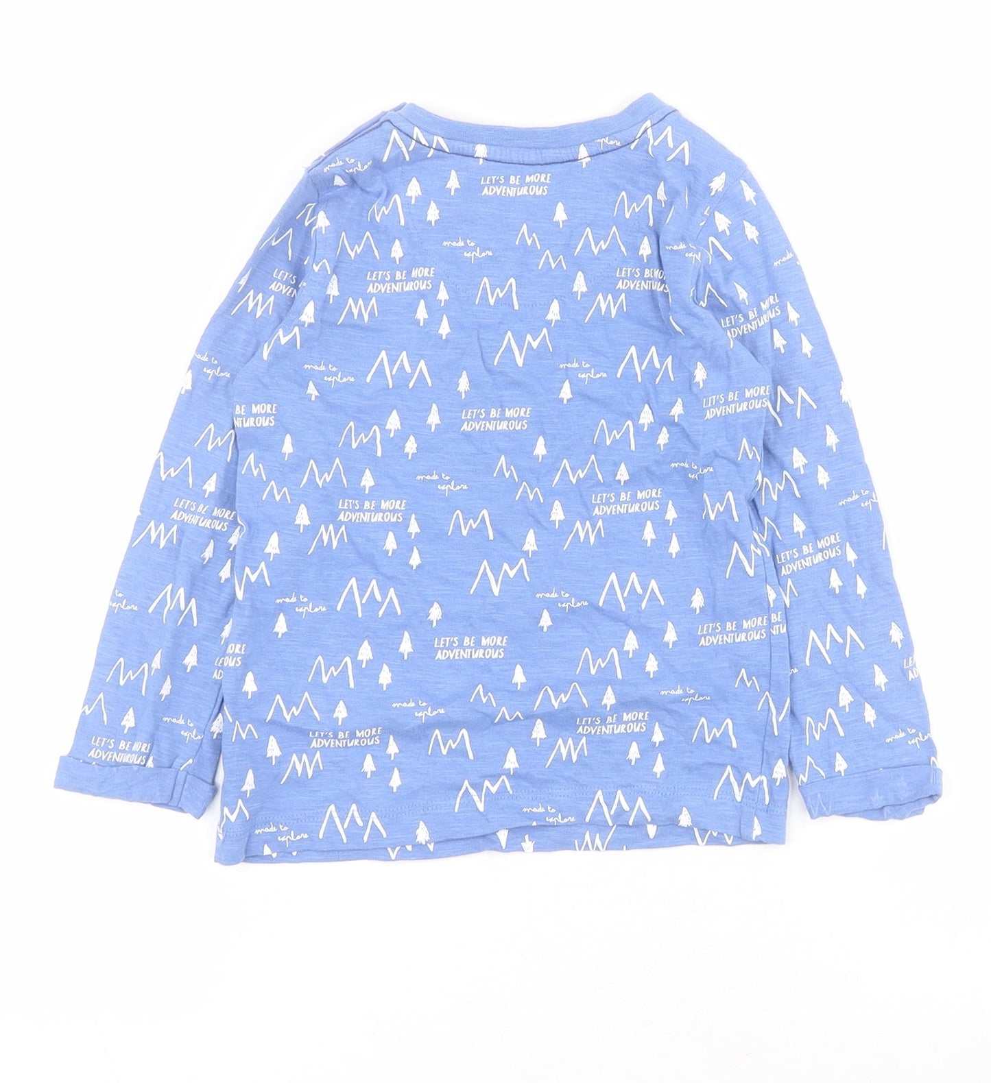 Mothercare Boys Blue  100% Cotton Pullover Polo Size 2-3 Years Crew Neck Pullover
