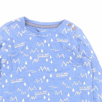 Mothercare Boys Blue  100% Cotton Pullover Polo Size 2-3 Years Crew Neck Pullover
