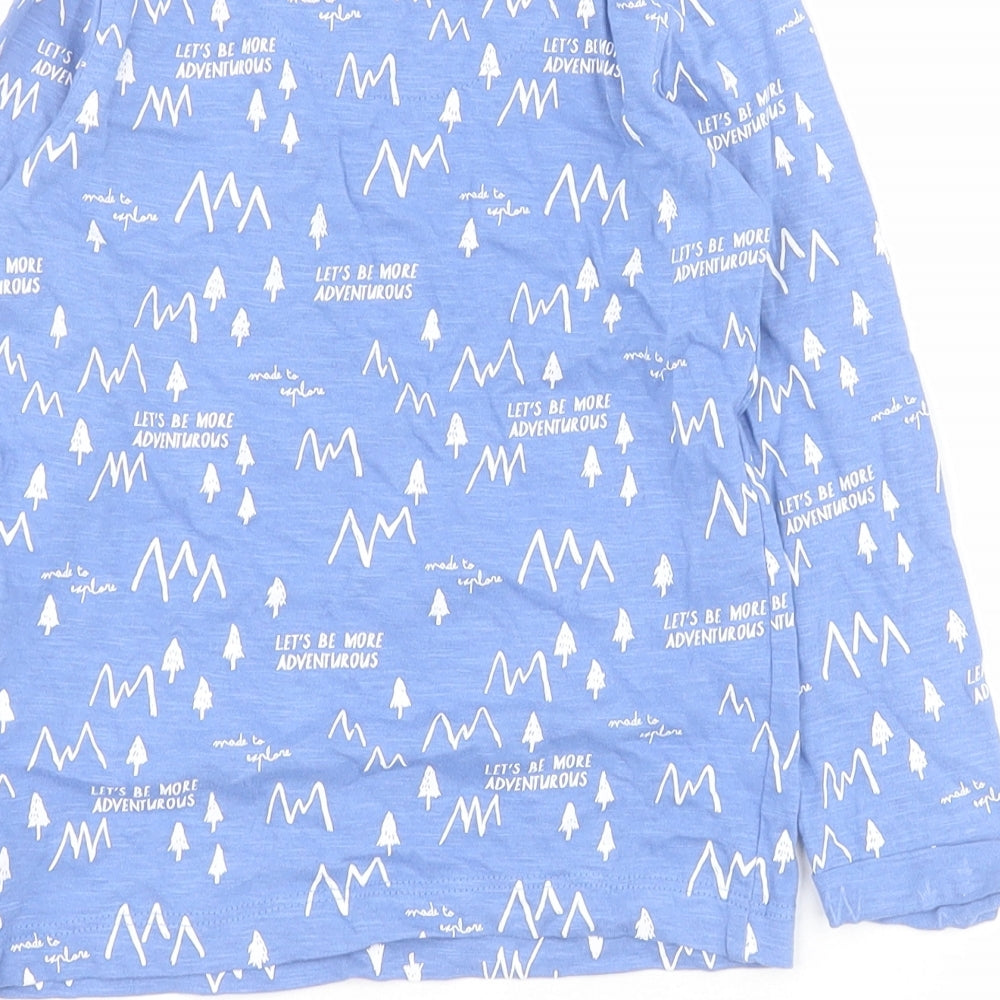 Mothercare Boys Blue  100% Cotton Pullover Polo Size 2-3 Years Crew Neck Pullover