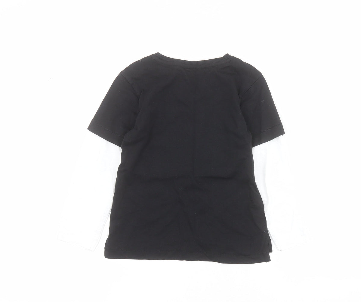 Back view of George boys’ black 100% cotton pullover polo, size 2-3, years crew neck pullover