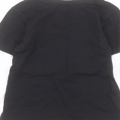 Brand and care label for George boys’ black 100% cotton pullover polo, size 2-3, years crew neck pullover