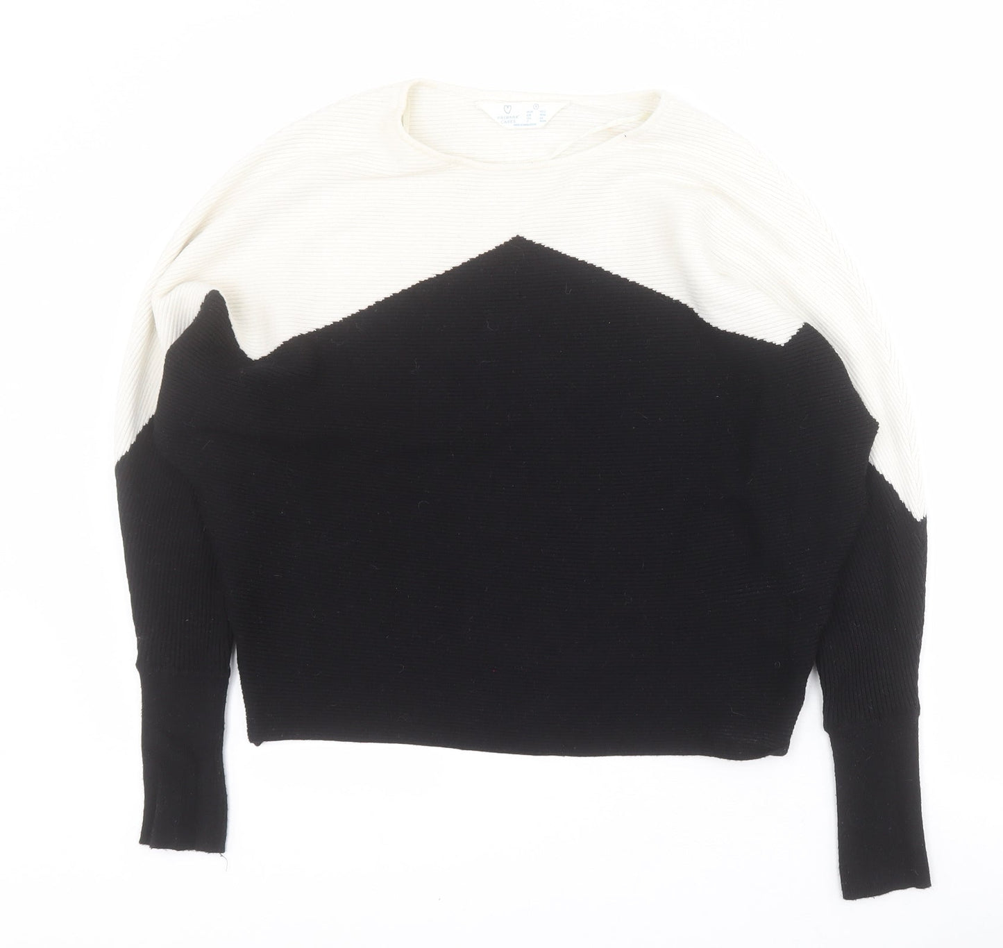 Primark Womens Black Round Neck  Viscose Pullover Jumper Size S