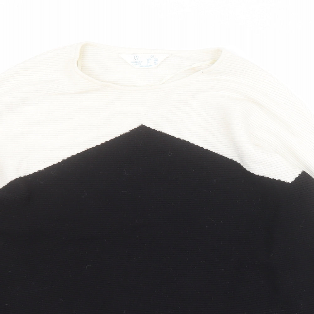 Primark Womens Black Round Neck  Viscose Pullover Jumper Size S