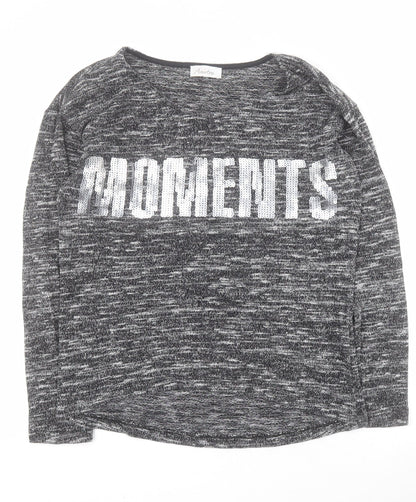 Aniston Womens Grey Round Neck  Viscose Pullover Jumper Size 10   - Moments