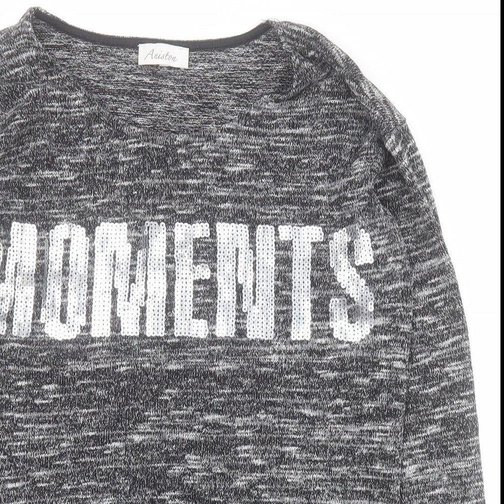 Aniston Womens Grey Round Neck  Viscose Pullover Jumper Size 10   - Moments