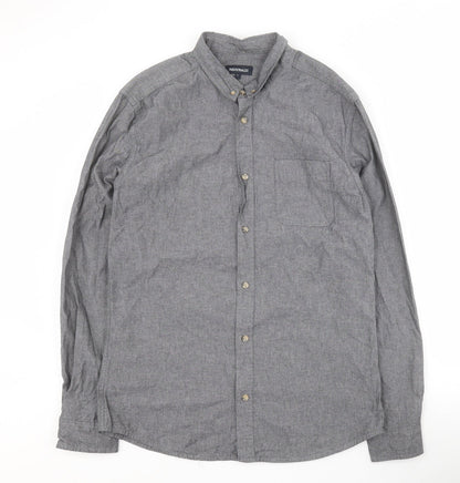 Mens UK Size L Industrialize Grey  Button-Up Long Sleeve Casual Shirt