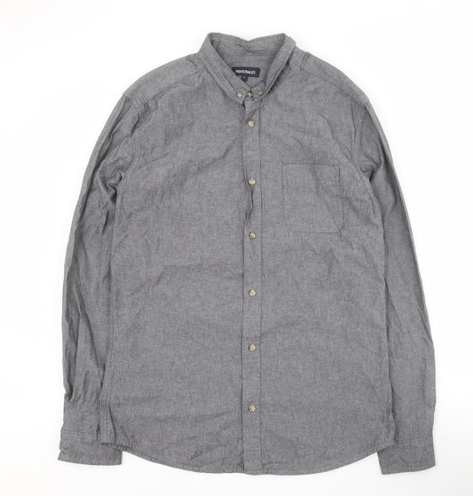 Mens UK Size L Industrialize Grey  Button-Up Long Sleeve Casual Shirt