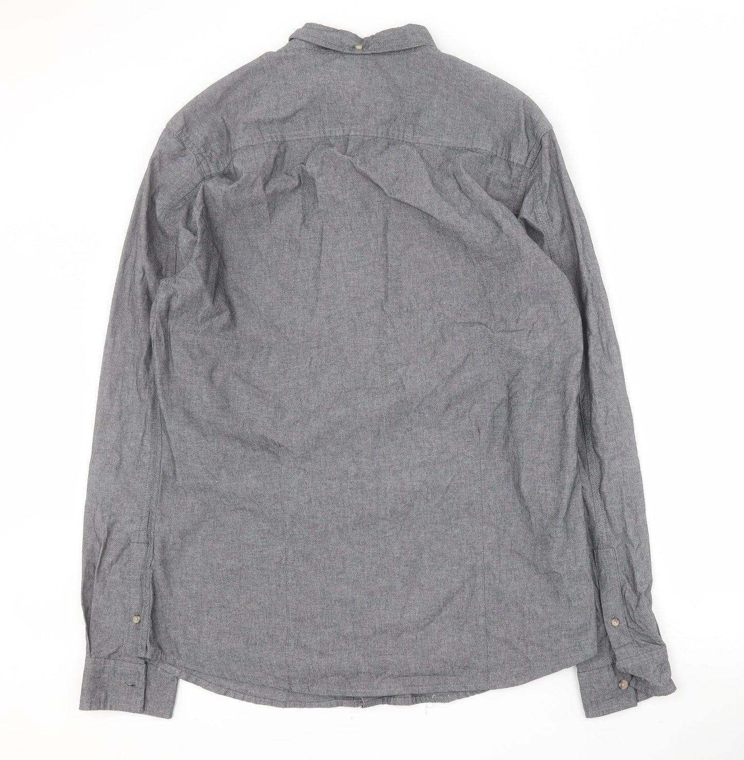 Mens UK Size L Industrialize Grey  Button-Up Long Sleeve Casual Shirt