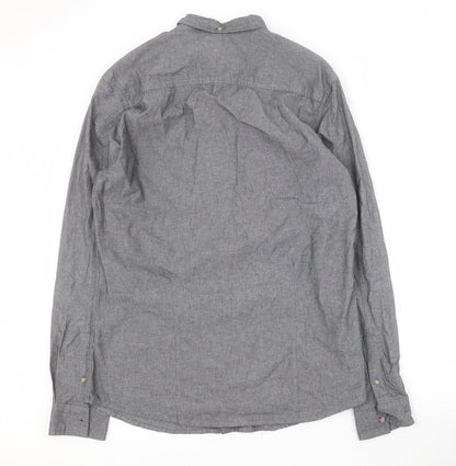 Mens UK Size L Industrialize Grey  Button-Up Long Sleeve Casual Shirt