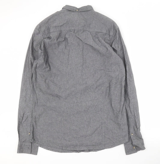 Mens UK Size L Industrialize Grey  Button-Up Long Sleeve Casual Shirt