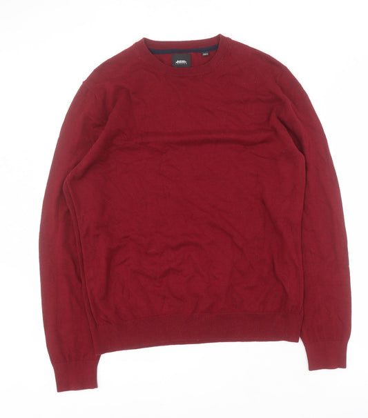 Burton Mens Red Round Neck  Cotton Pullover Jumper Size L
