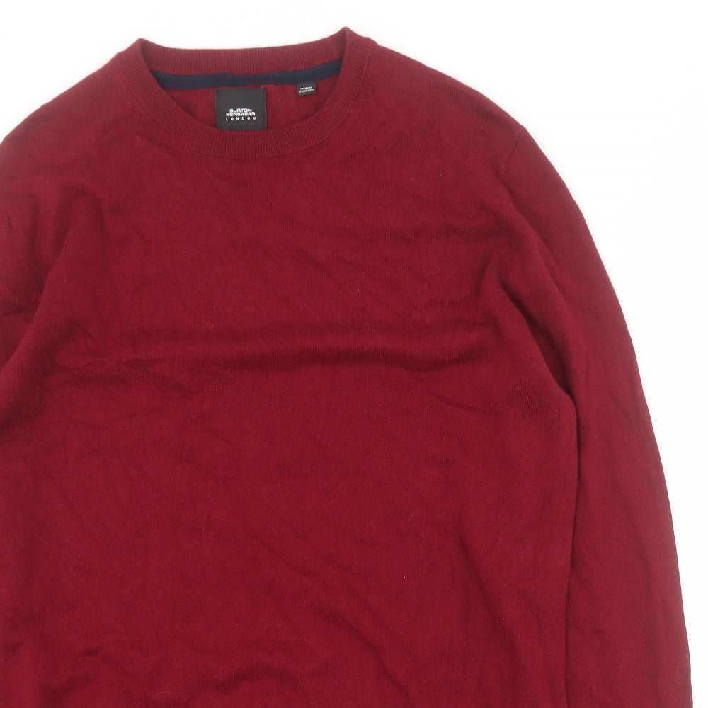 Burton Mens Red Round Neck  Cotton Pullover Jumper Size L