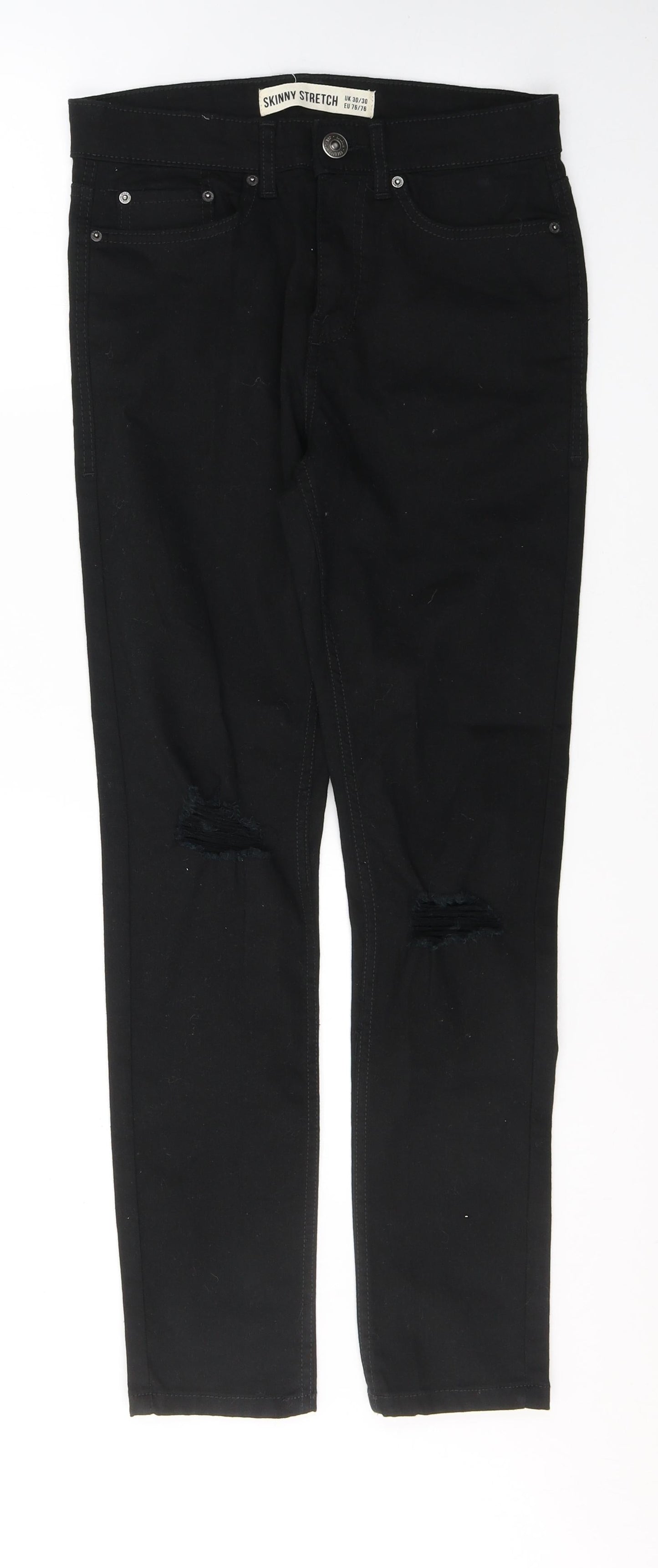 New Look Womens Black  Cotton Skinny Jeans Size 30 in L30 in Regular Button