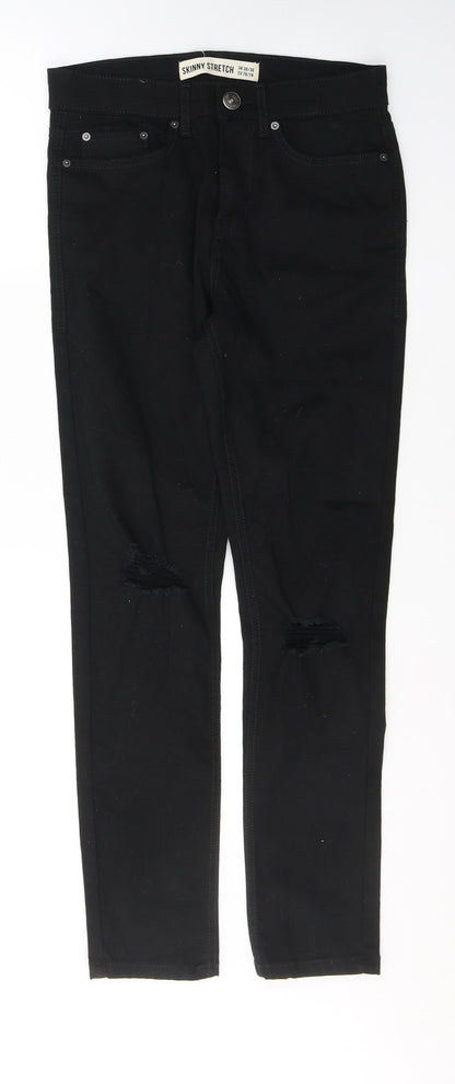 New Look Womens Black  Cotton Skinny Jeans Size 30 in L30 in Regular Button