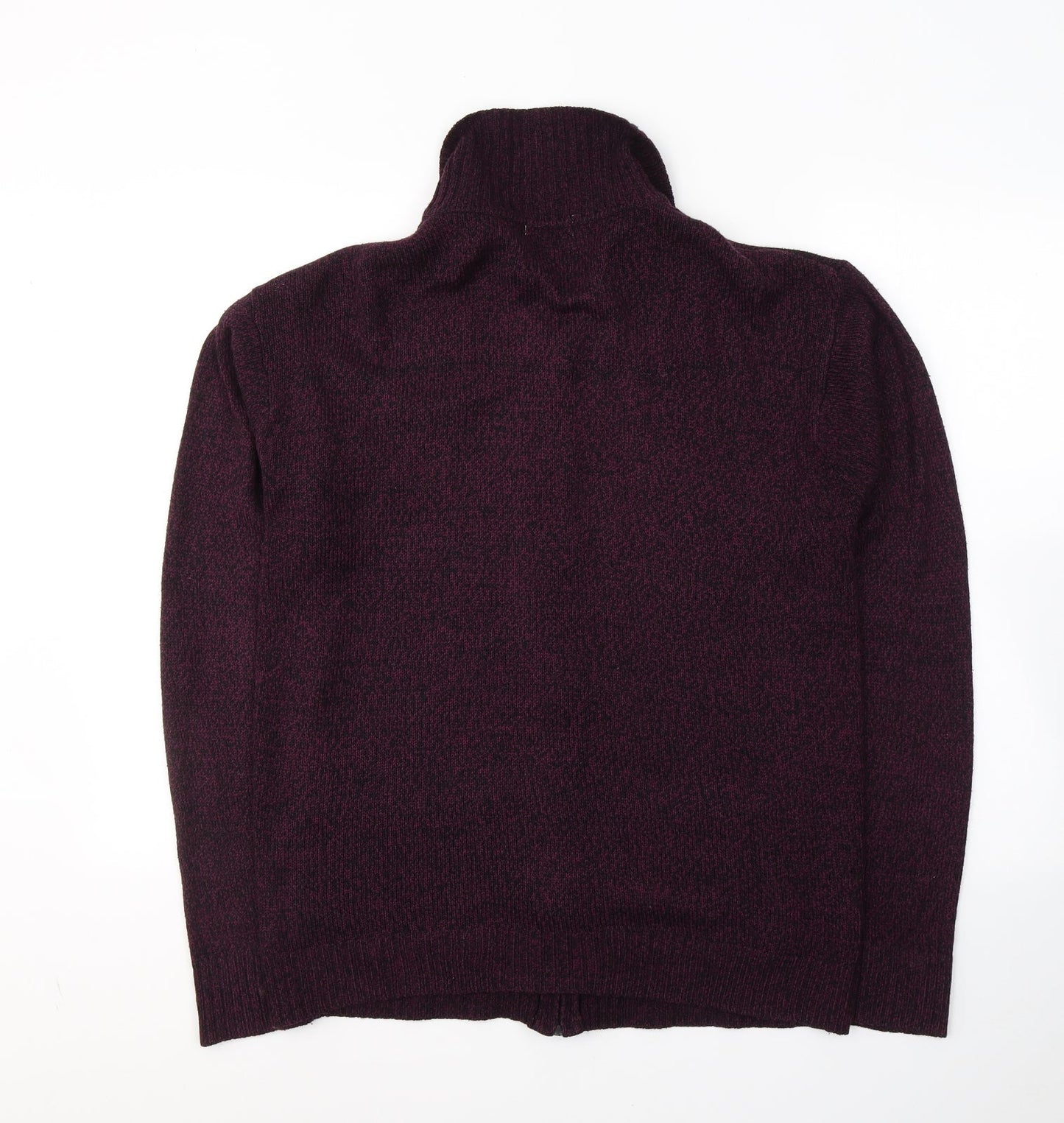 Damart Mens Purple Roll Neck Fair Isle Acrylic Full Zip Jumper Size S