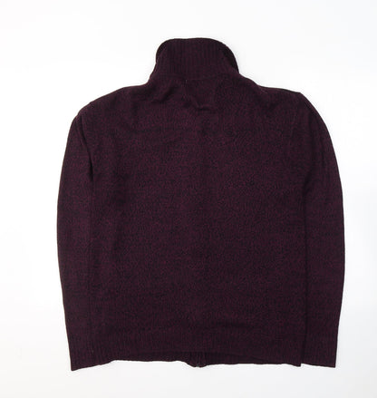 Damart Mens Purple Roll Neck Fair Isle Acrylic Full Zip Jumper Size S
