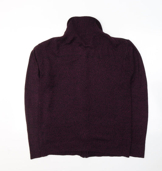 Damart Mens Purple Roll Neck Fair Isle Acrylic Full Zip Jumper Size S